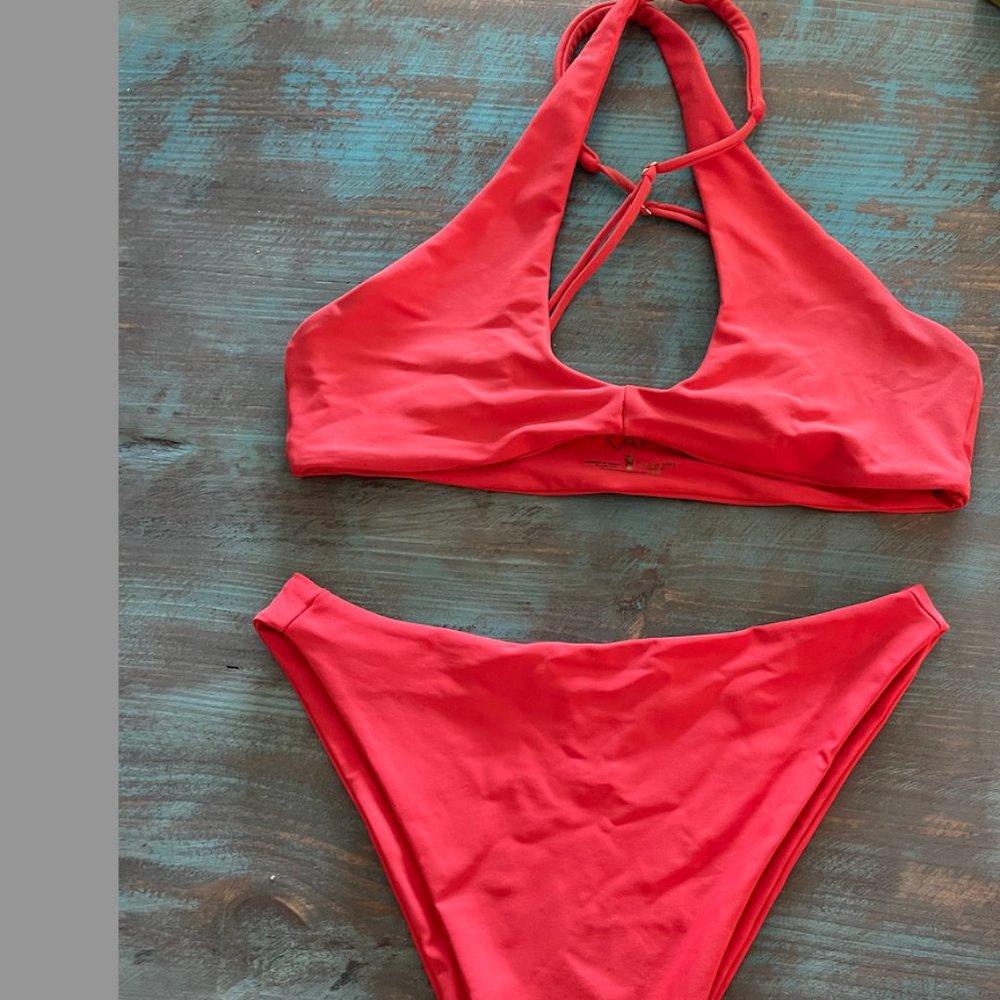 Skatie Red bikini Kelly bottoms and Jasmine top L